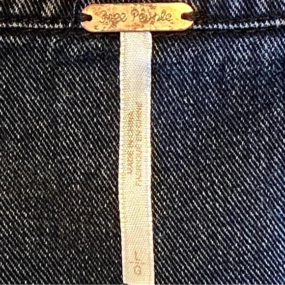 FP Throwback Distressed Denim Jacket Removable Hood Indie Grunge Black Large - Picture 7 of 8